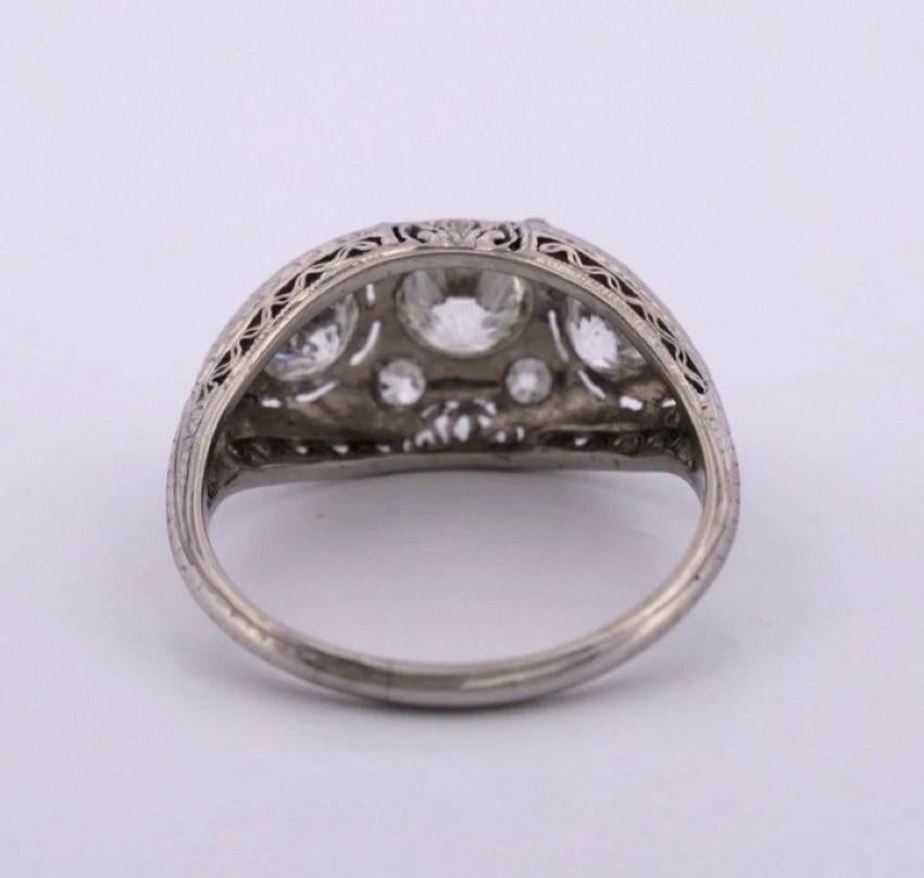 1920er Art Deco Alte Europäische Schliffe Handgefertigter Filigraner 2.00CTW Platin Diamant Ring Damen im Angebot