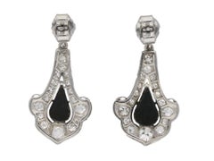 1920er Art-Deco-Ohrringe aus Onyx und Diamanten