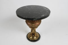 1920s Art Deco Oscar Bach Bronze Art Glass Lamp Converted to Round Side Table