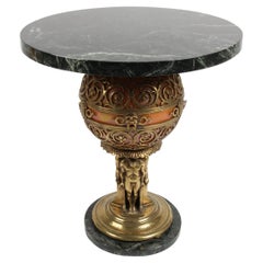 Lampe Art déco des années 1920 Oscar Bach en bronze transformée en table d'appoint ronde 