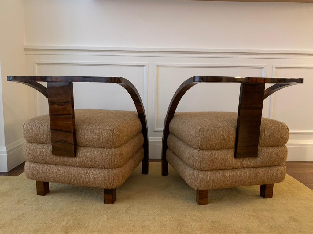 1920's Art Deco Pair of Armchairs Reupholstered in Loro Piana Fabric In Excellent Condition For Sale In New York, NY