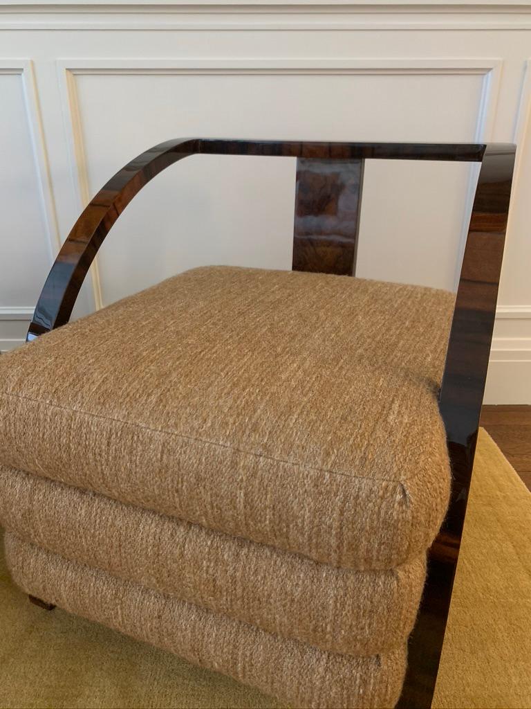 1920's Art Deco Pair of Armchairs Reupholstered in Loro Piana Fabric For Sale 2