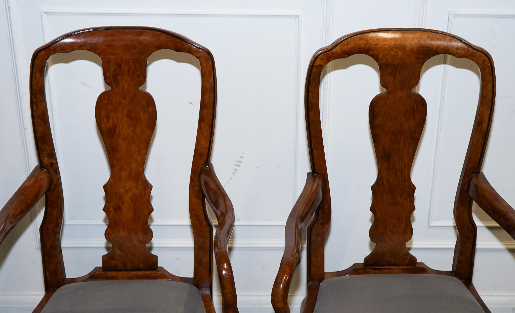 COPPIA ART DECO DEGLI ANNI '20 DI BRACCIOLI IN NOCE DA SALONE IN STILE Queen Anne in vendita 1
