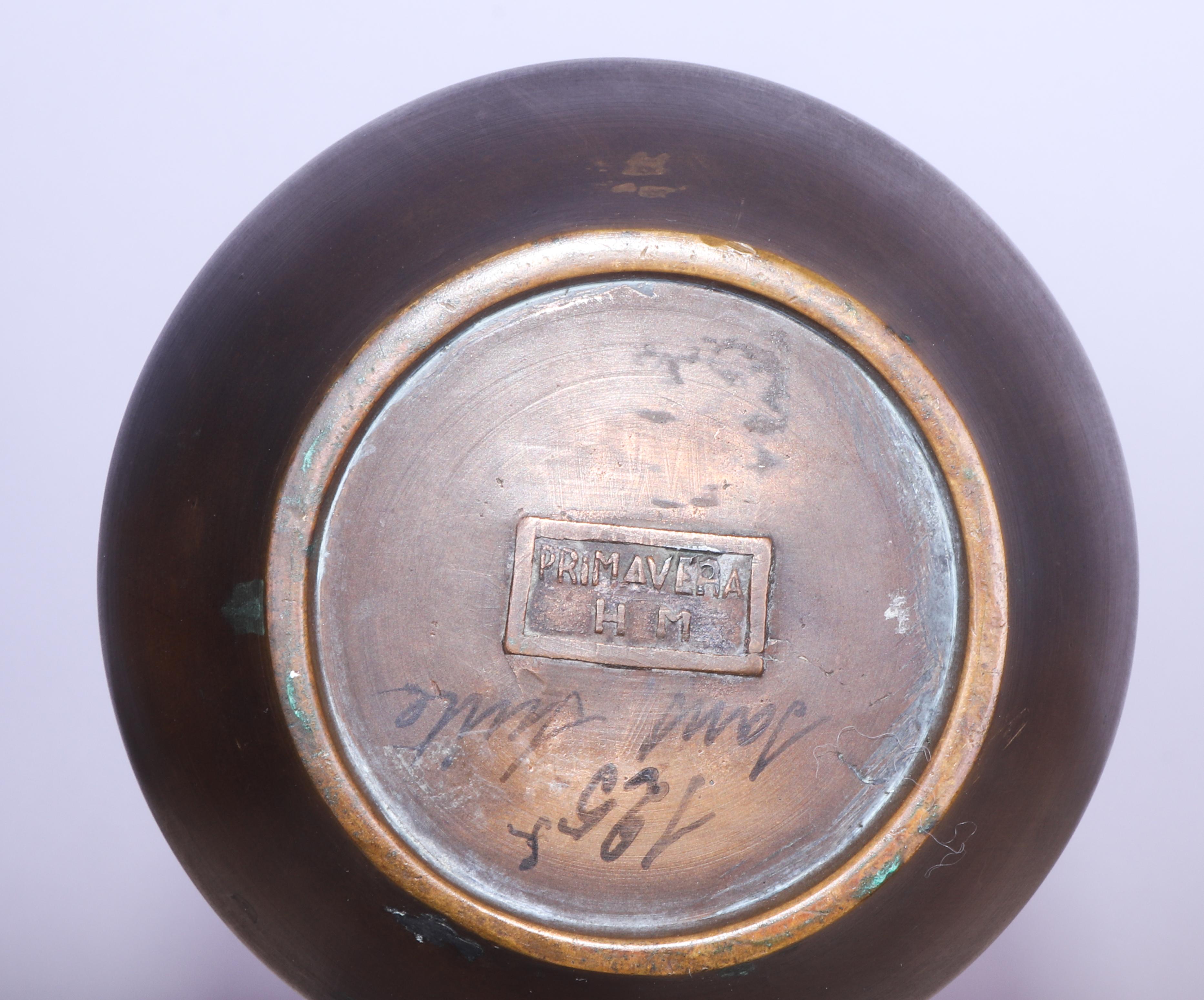 Vaso in bronzo patinato Art Deco del 1920 con smalto In condizioni buone in vendita a PARIS, FR