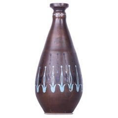 1920s Art Deco Patinated Bronze Vase with Enamel