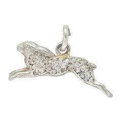 1920's Art Deco Pave Diamond Platinum Rabbit Charm