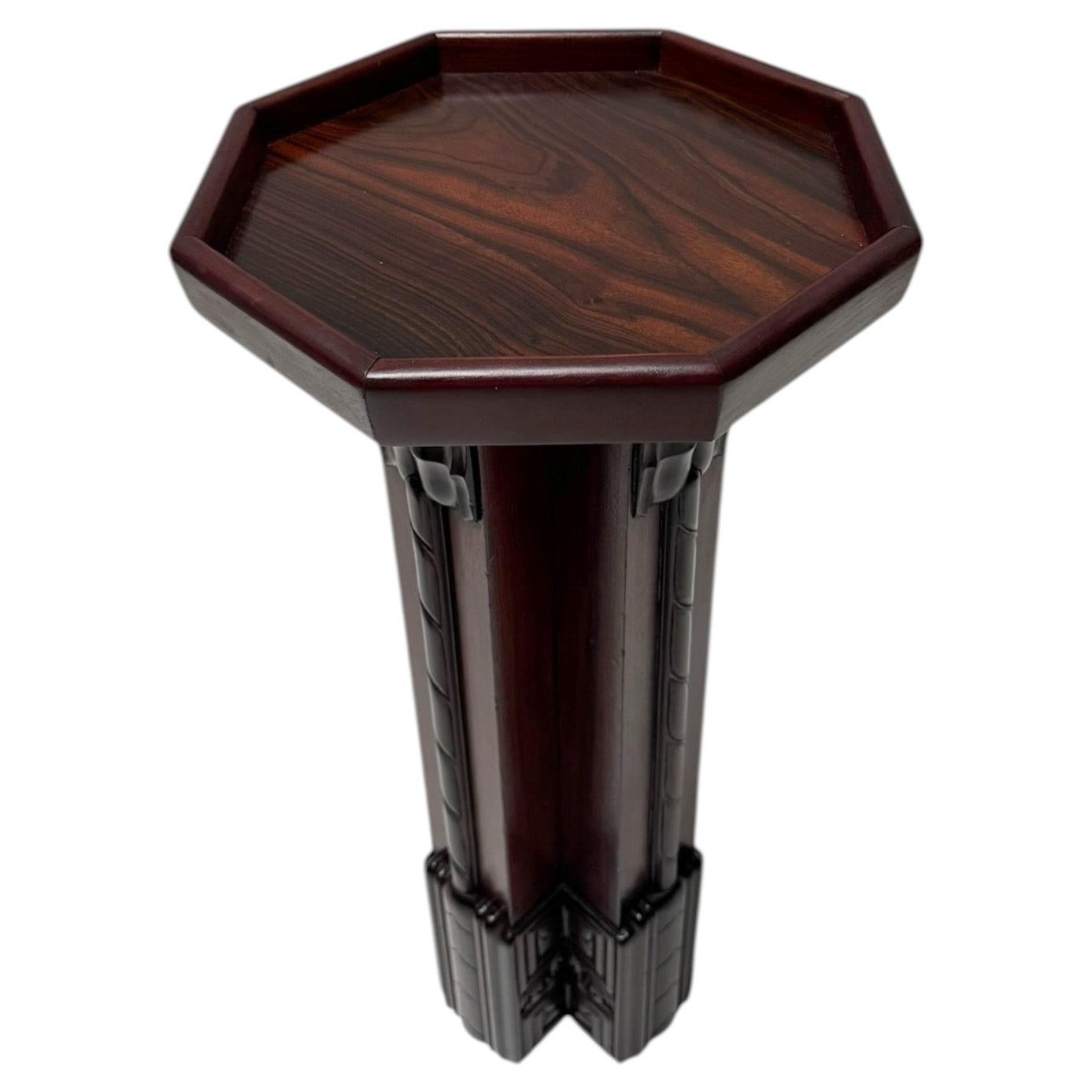 1920s Art Deco Pedestal by F.A. Warners, Solid Walnut & Ebony