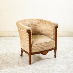 1920s Art Deco Period Mahogany Salon Set with Settee and Barrel Back Chairs