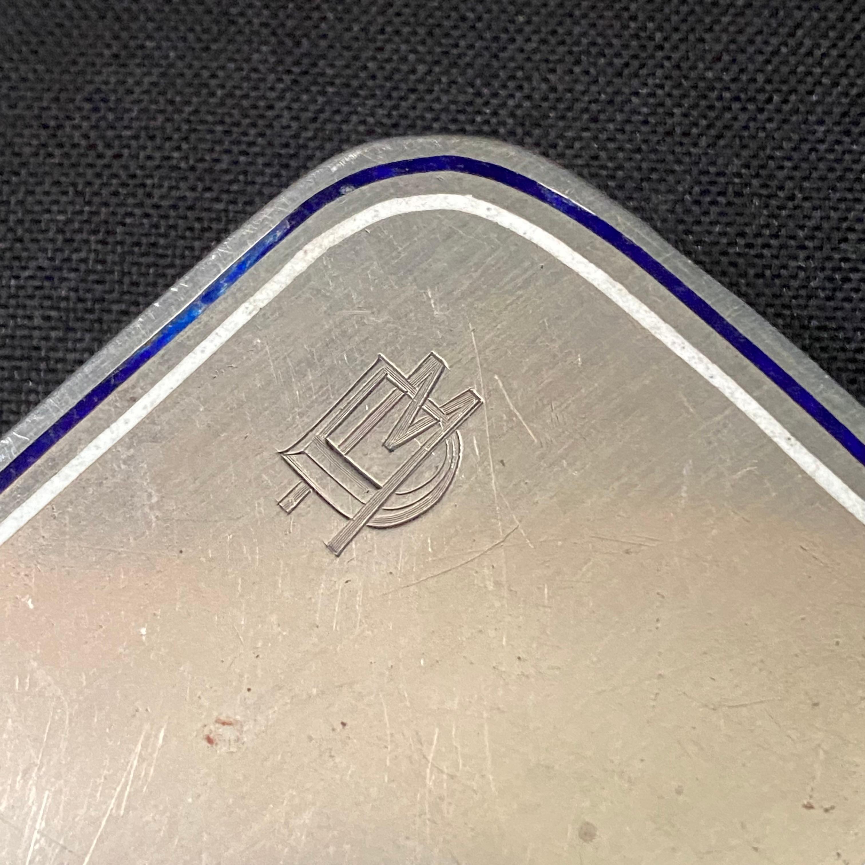 Argento Portasigarette o portanome in argento con iniziali MD del periodo Art Deco del 1920 di Hermés. in vendita