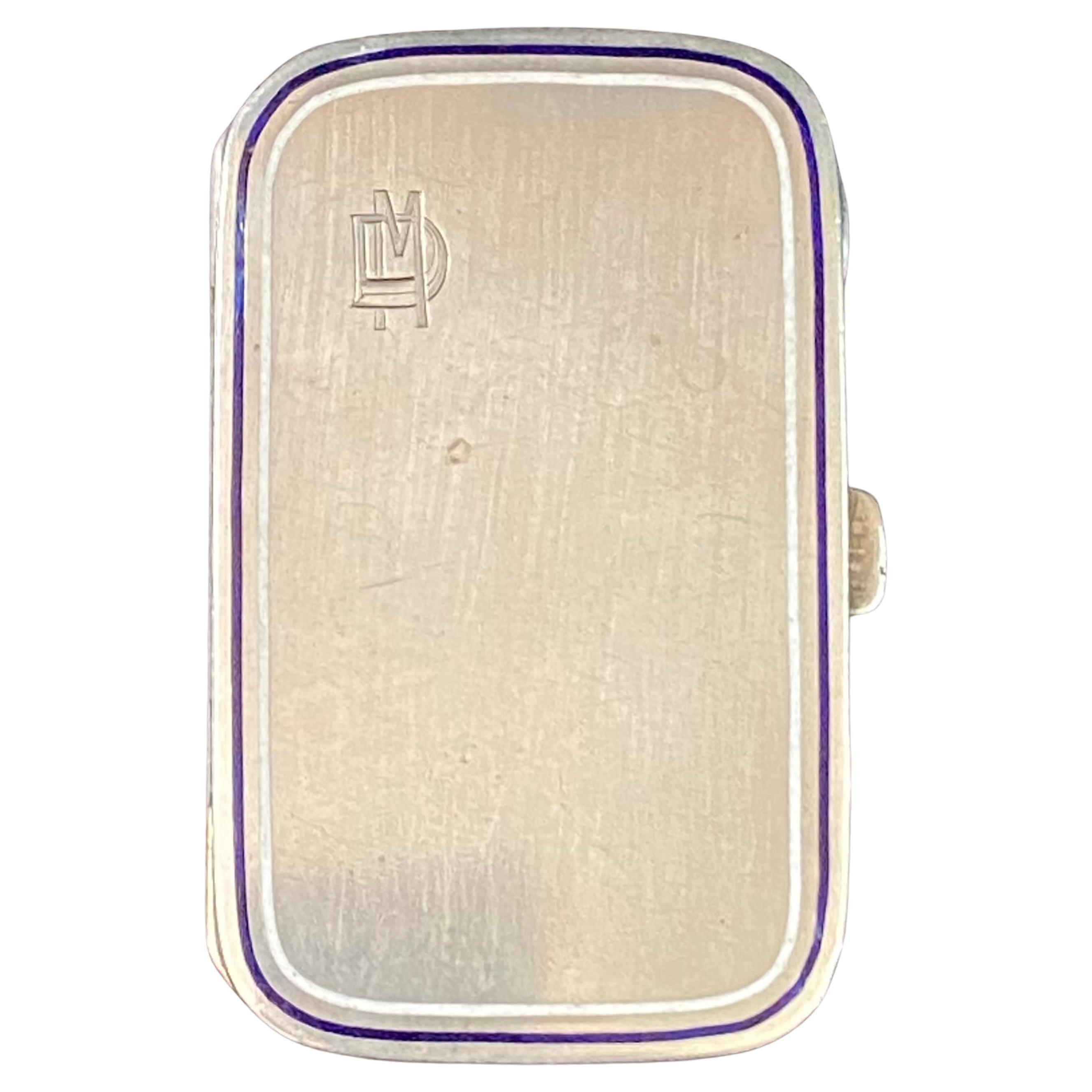 Portasigarette o portanome in argento con iniziali MD del periodo Art Deco del 1920 di Hermés.