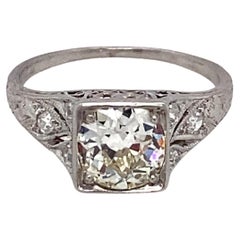 1920s Art Deco Platinum 1.30 Carat Diamond Engagement Ring