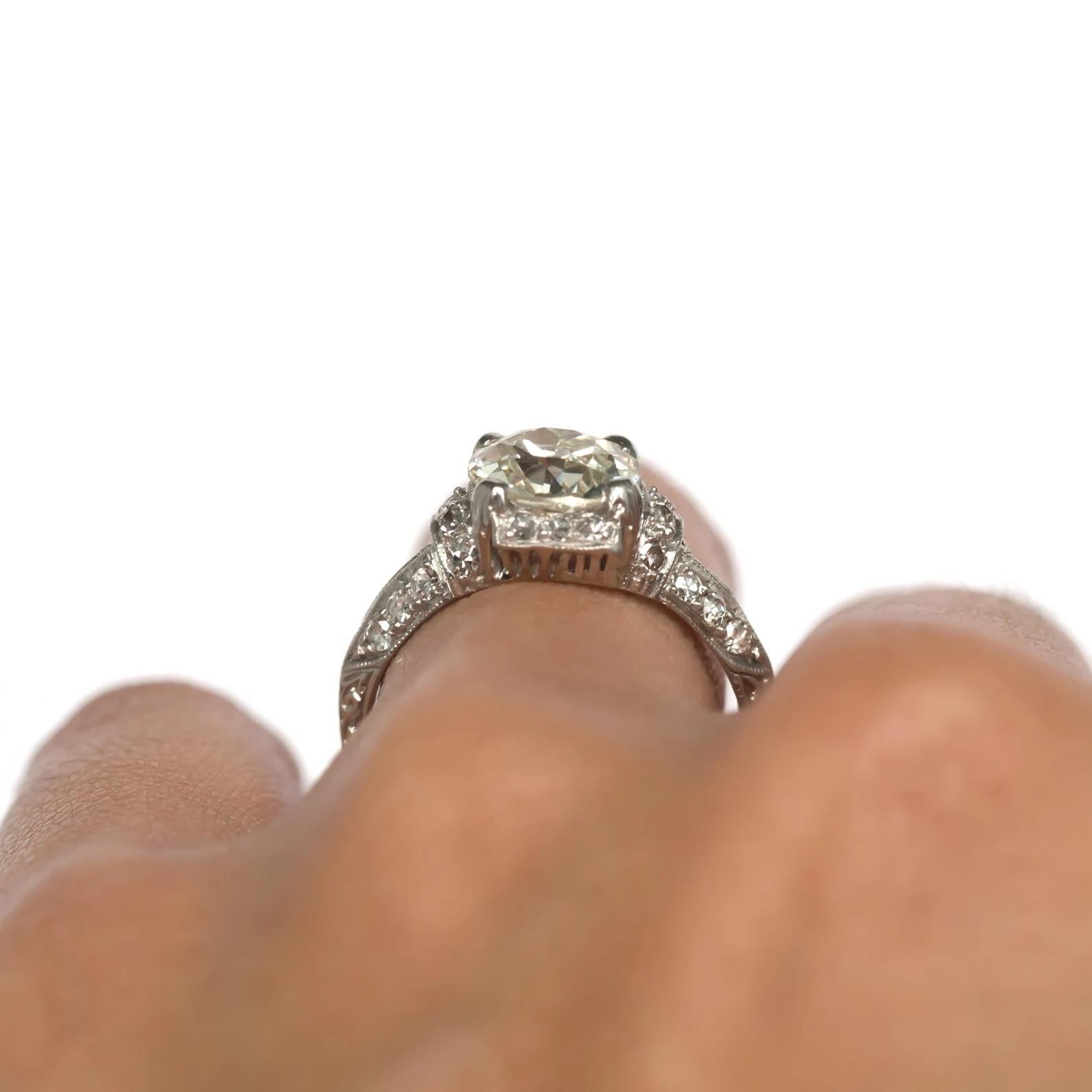 1920er Jahre Art Deco Platin 1,69ct Alte Europäische Brillant Diamant Verlobungsring (Alteuropäischer Schliff) im Angebot