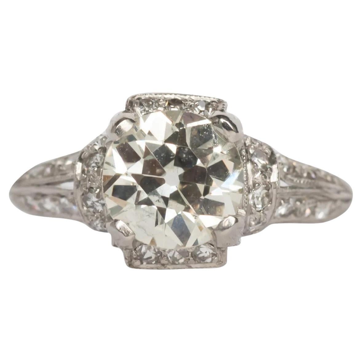1920er Jahre Art Deco Platin 1,69ct Alte Europäische Brillant Diamant Verlobungsring im Angebot