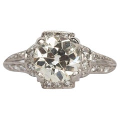 1920er Jahre Art Deco Platin 1,69ct Alte Europäische Brillant Diamant Verlobungsring