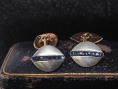 1920s Art Deco Platinum and Gold Sapphire Cufflinks