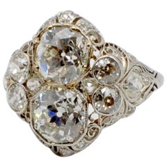 1920s Art Deco Platinum and Old Mine Cut 4.22 Carat Diamond Ring