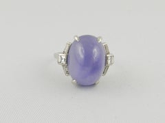 1920s Art Deco Platinum Star Sapphire and Diamond Ring