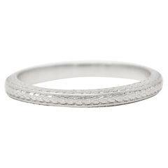 1920's Art Deco Platinum Wheat Antique Wedding Band Ring