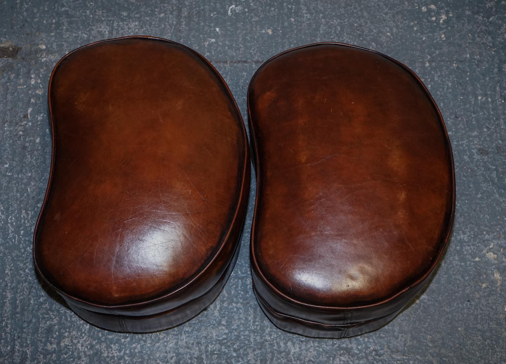 ART DECO DES ANNÉES 20 RESTAURÉ teint à la main en brun whisky SOFA ARMCHAiRS FOOTSTOOLS en vente 13