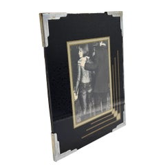1920s Art Deco Reverse Black & Gold Painted Glass Picture Frame 4x6