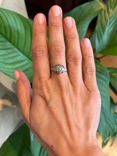 1920s Art Deco Ring with Old European Cut Diamond & Sapphires