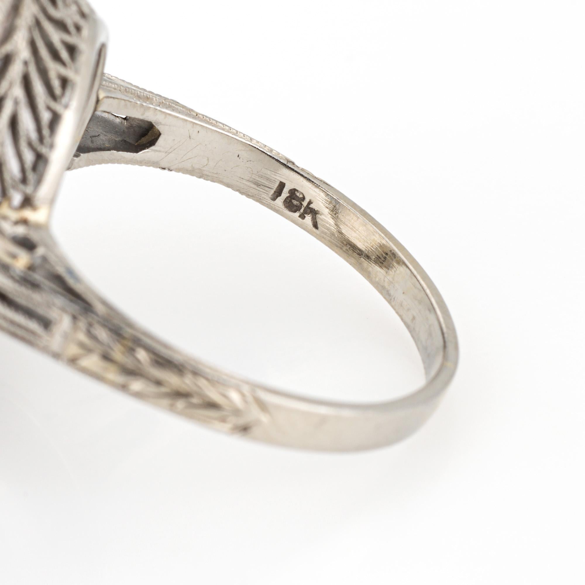 1920s Art Deco Rock Crystal Intaglio Ring Vintage 18k White Gold Sz 5.75 Jewelry 2