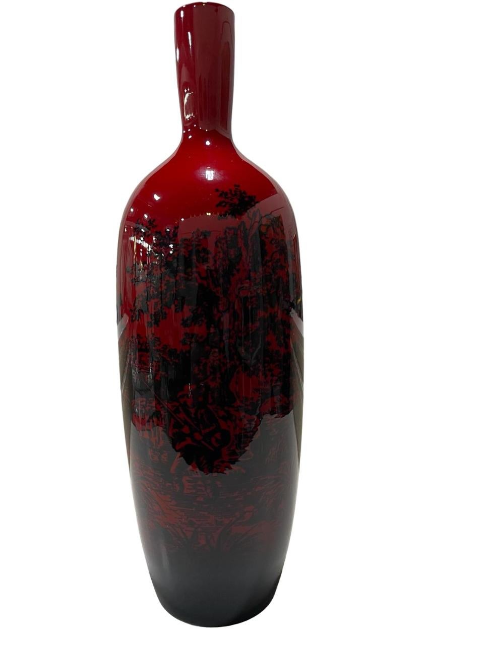 Vase flambé One Royal Doulton Art Deco des années 1920, motif Woodcote, forme n° 1617. en vente 4