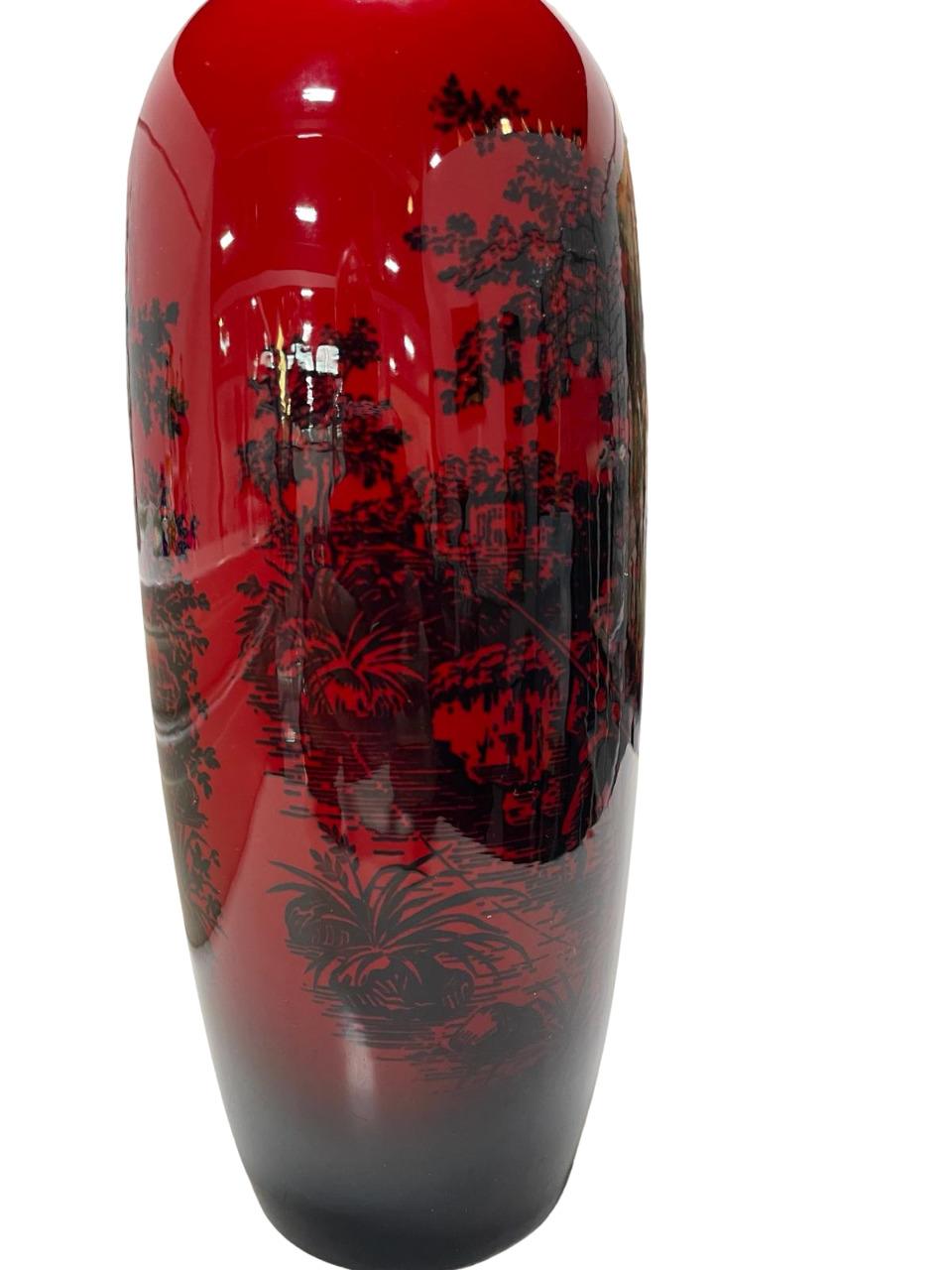 1920s Art Deco Royal Doulton Flambé Vase in the Woodcote Pattern, Shape No.1617. For Sale 6