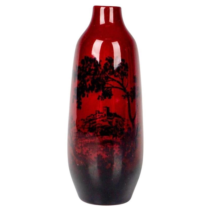 1920s Art Deco Royal Doulton Flambe Vase Shape 1614. Marked For Sale