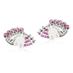 1920s Art Deco Ruby and Old European Cut Diamonds, Platinum