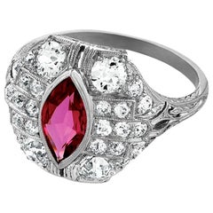 1920s Art Deco Ruby, Diamond and Platinum Ring