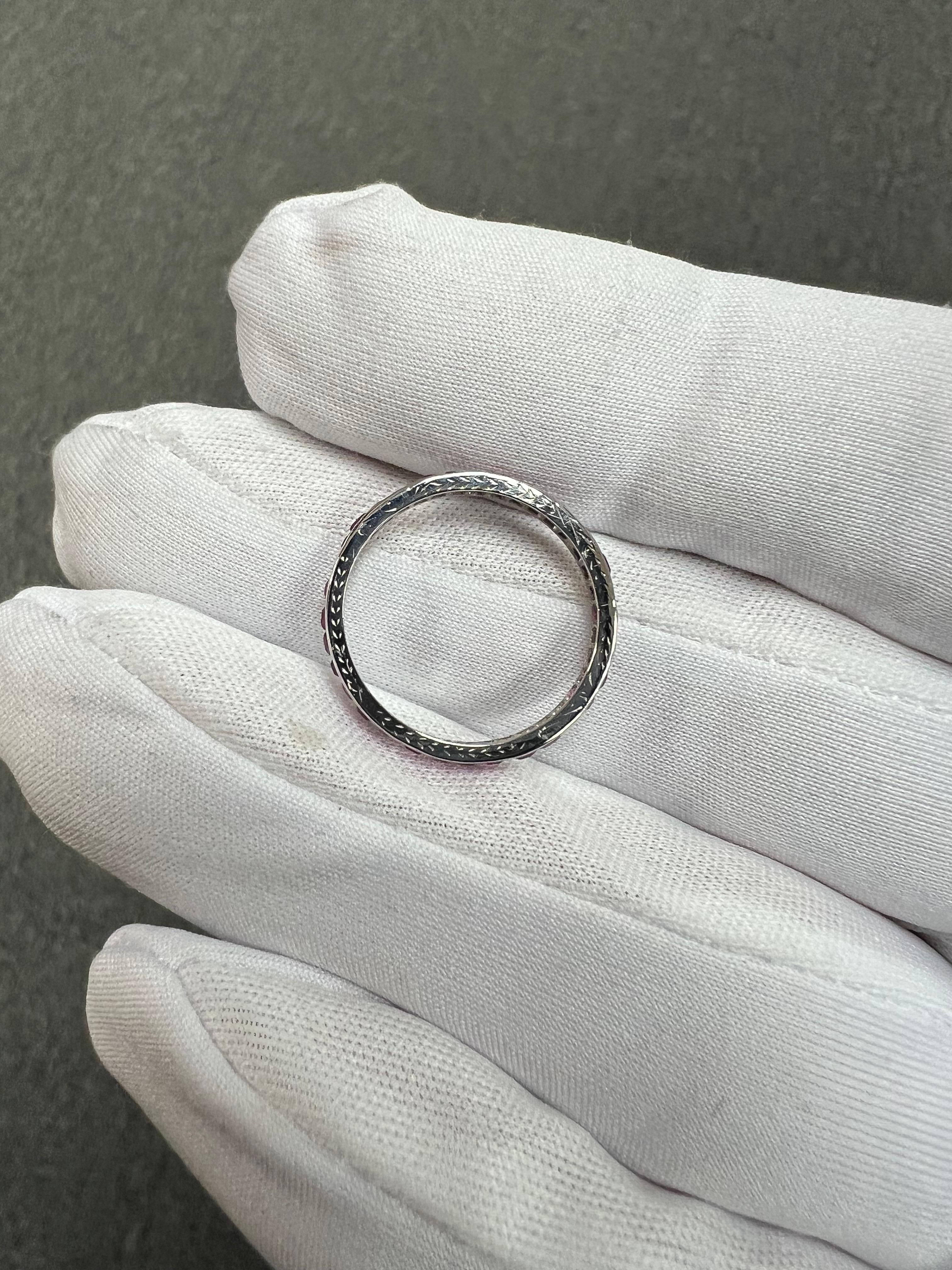 1920s Art Deco Ruby Platinum Eternity Band Size 6 For Sale 6