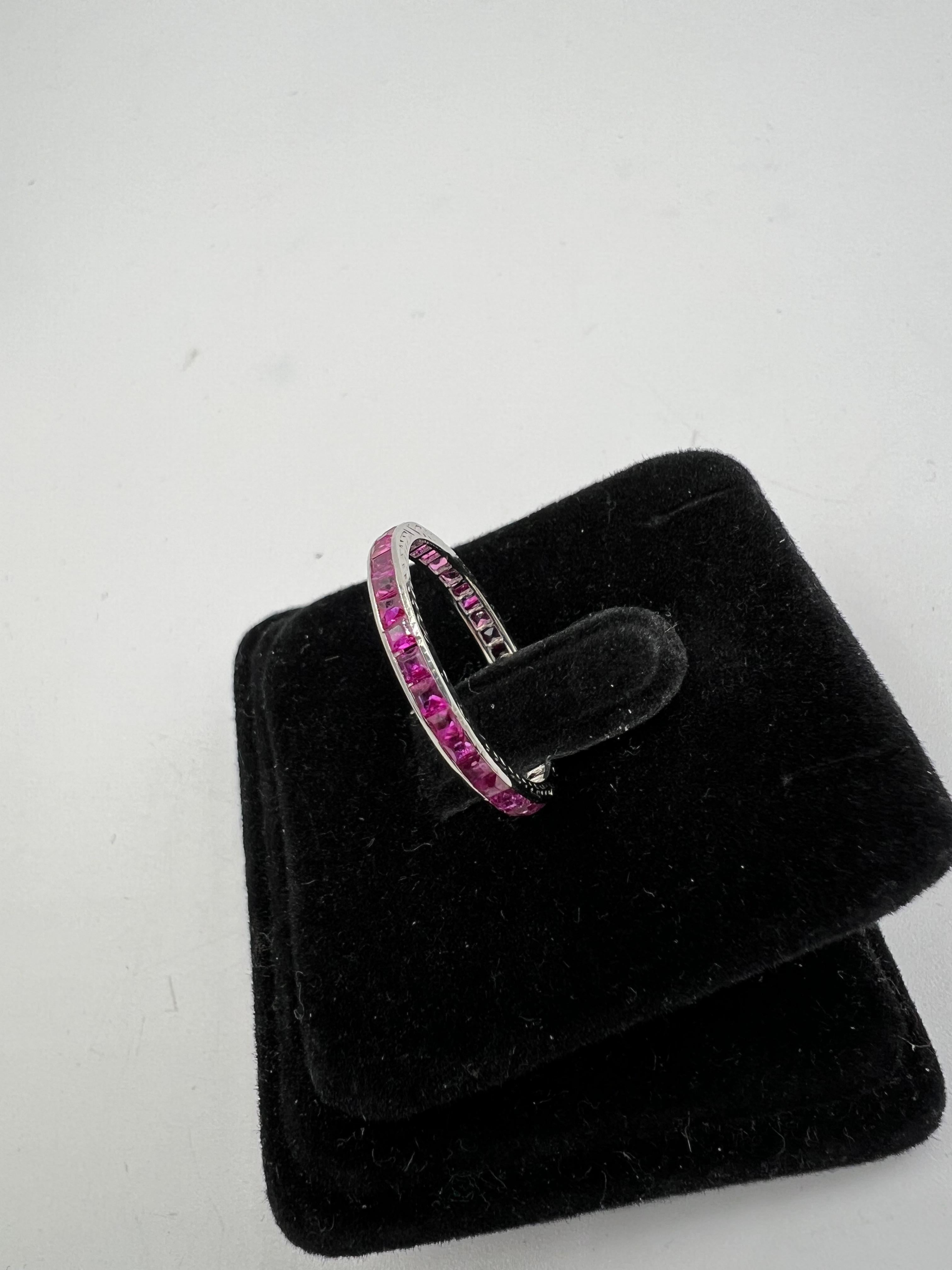 1920s Art Deco Ruby Platinum Eternity Band Size 6 For Sale 1