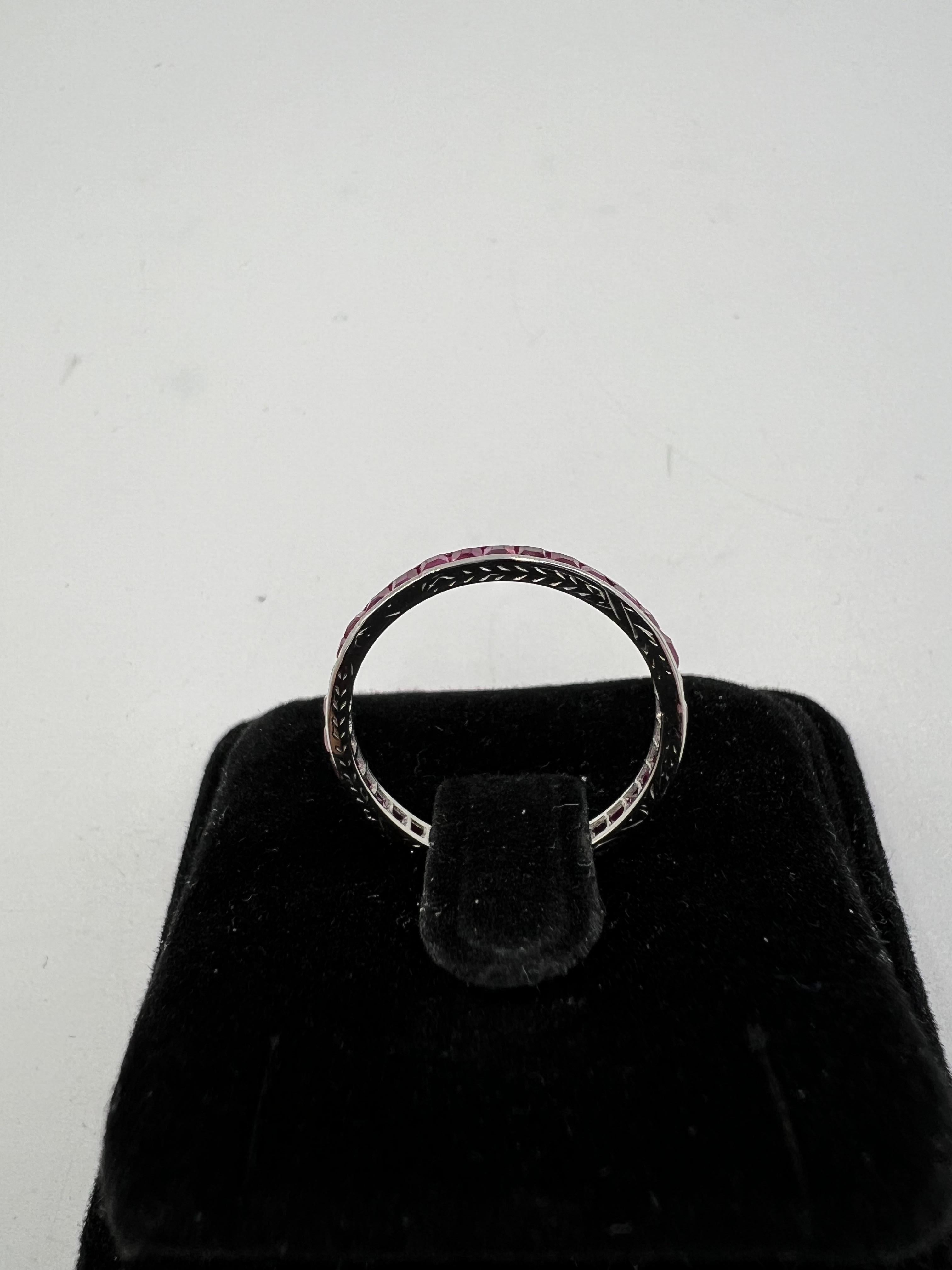 1920s Art Deco Ruby Platinum Eternity Band Size 6 For Sale 2