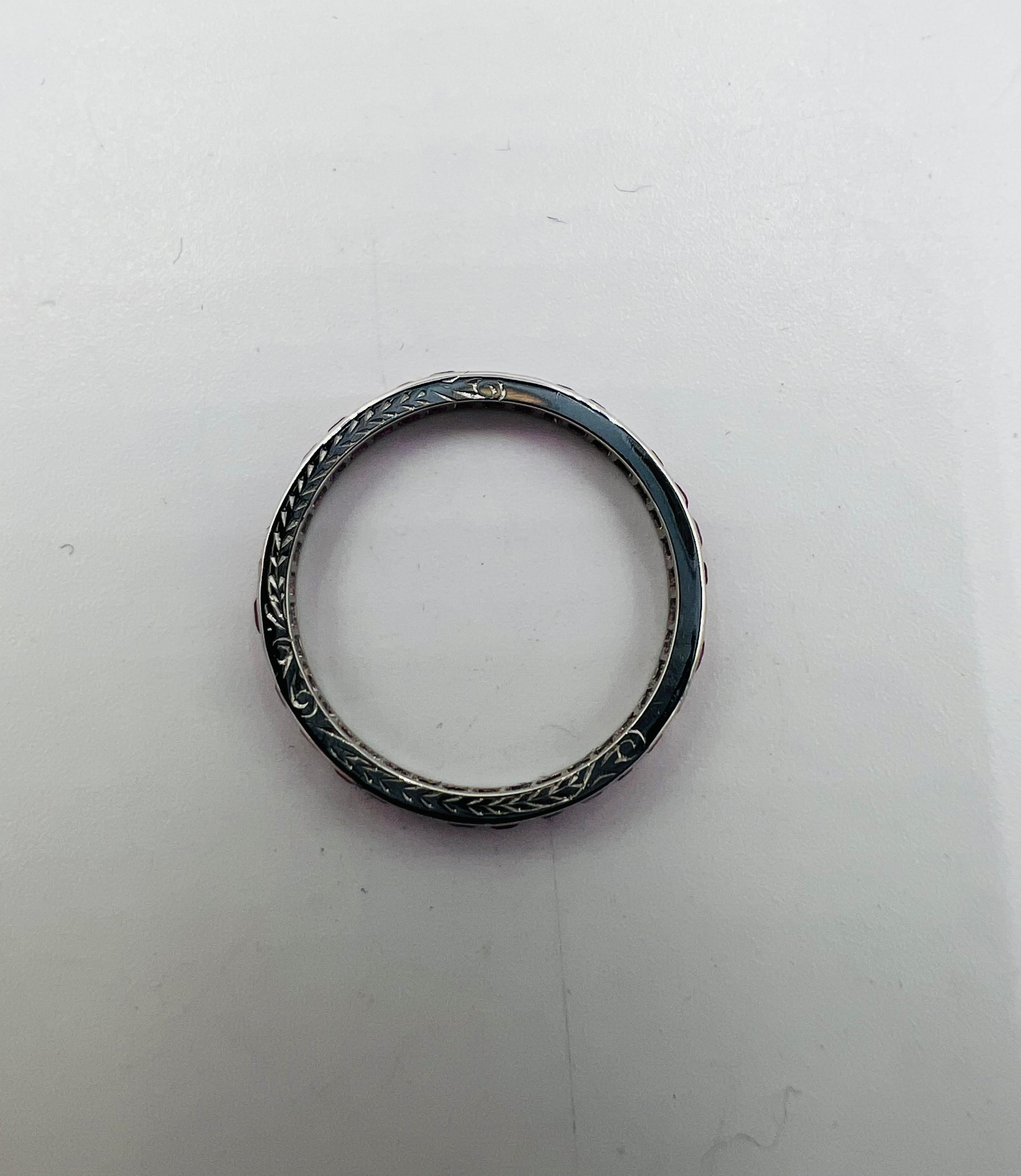 1920s Art Deco Ruby Platinum Eternity Band Size 6 For Sale 3