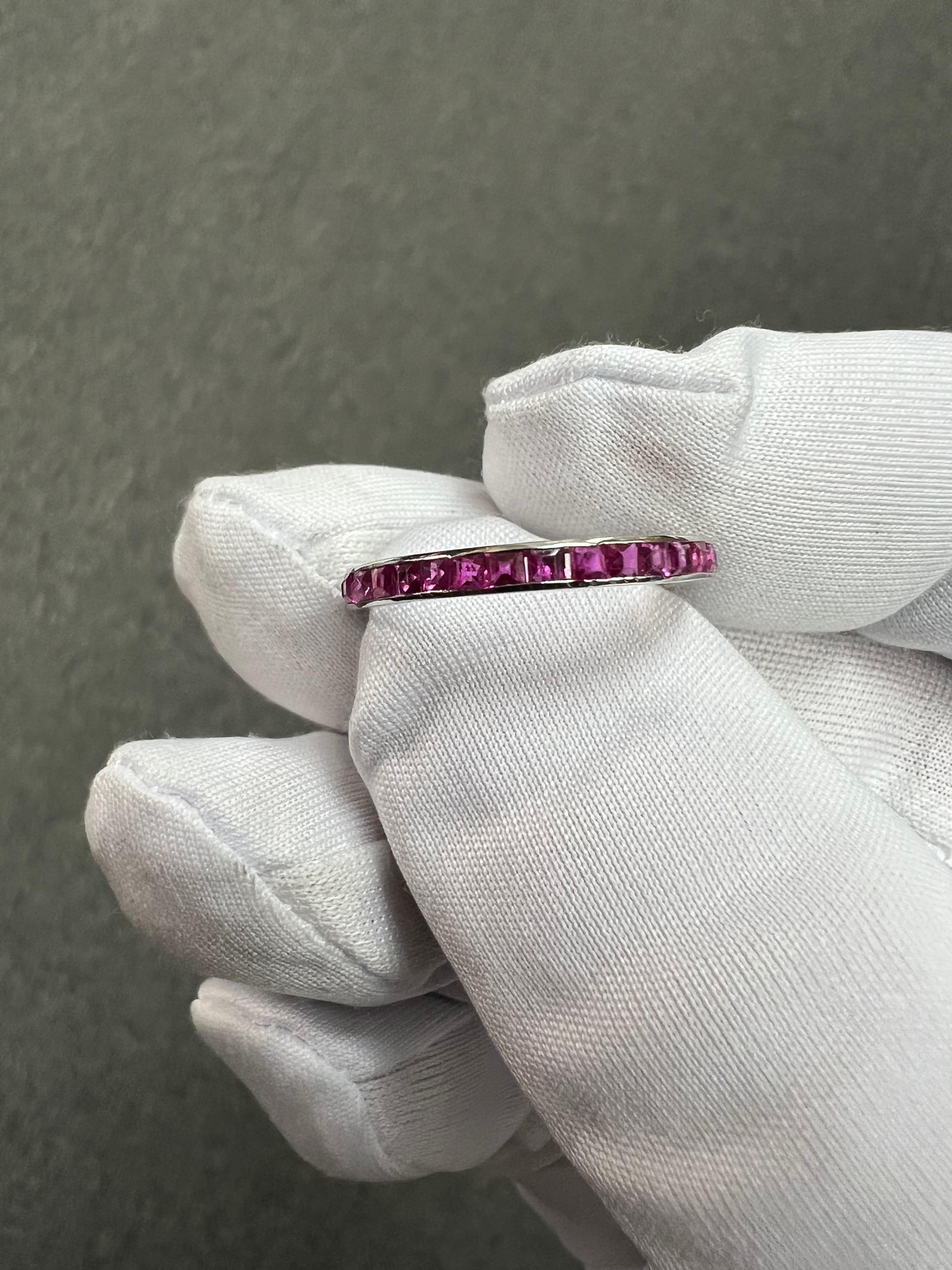 1920s Art Deco Ruby Platinum Eternity Band Size 6 For Sale 4