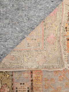 Antique Khotan Samarkand Rug, Handwoven Wool, Pink & Gold, Circa 1920s