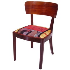 1920s Art Deco Side Chairs in Walnut, Original Sitting with Abstract Upholstery