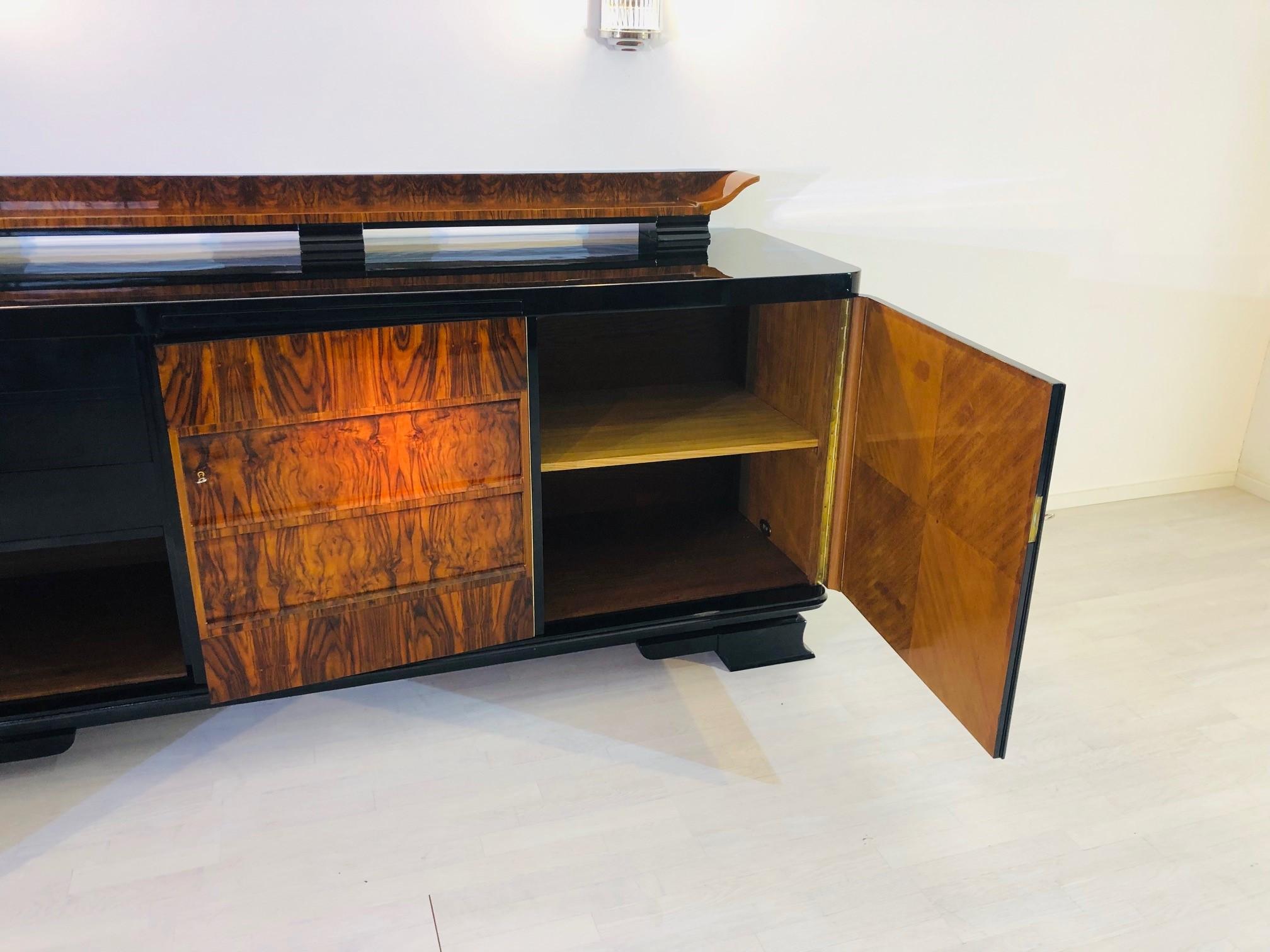 1920s Art Deco Sideboard Made of Caucasian Walnut and Shellac Finish 2