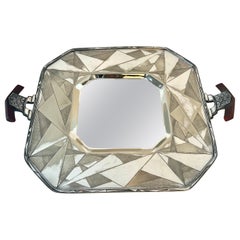 1920s Art Deco Silver Plate Benedict Geometric Tray with Bakelite Handles