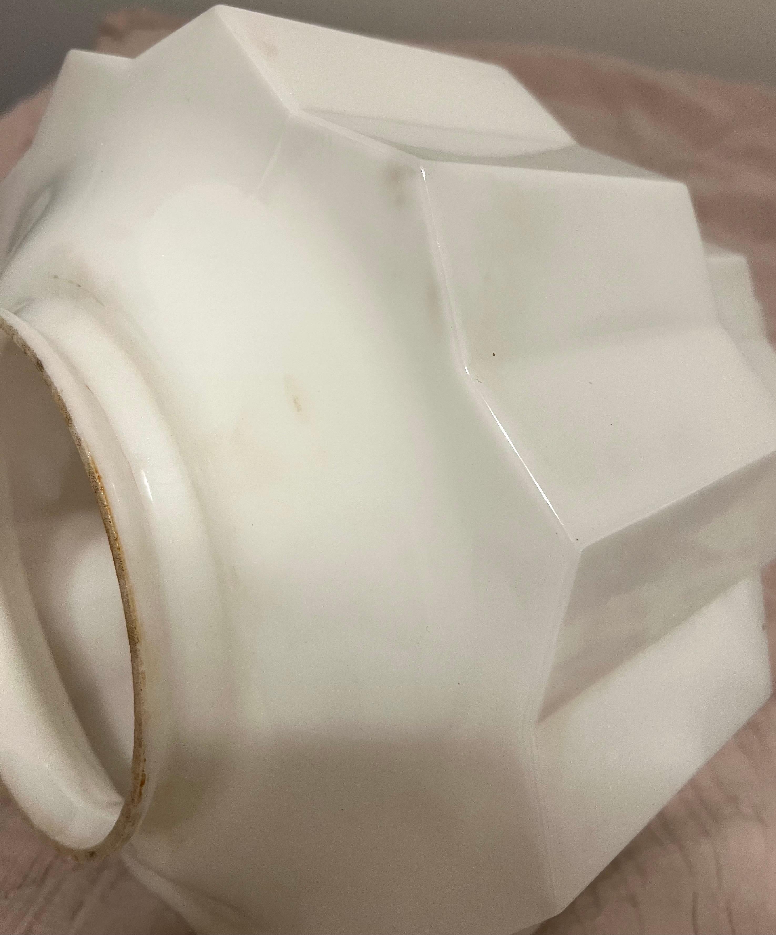 1920s Art Deco Skyscraper Milk Glass Pendant Light 7