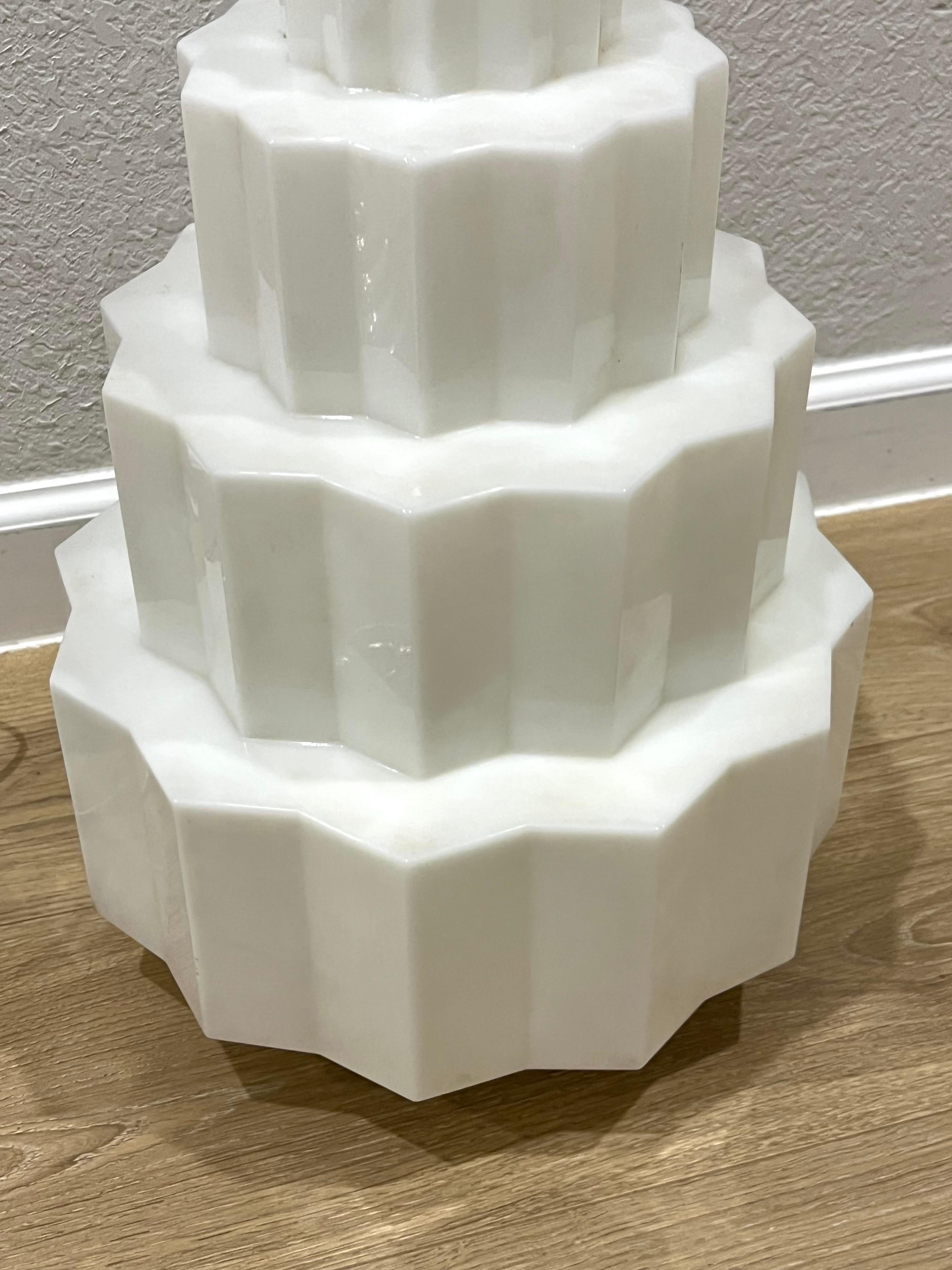 1920s Art Deco Skyscraper Milk Glass Pendant Light 8