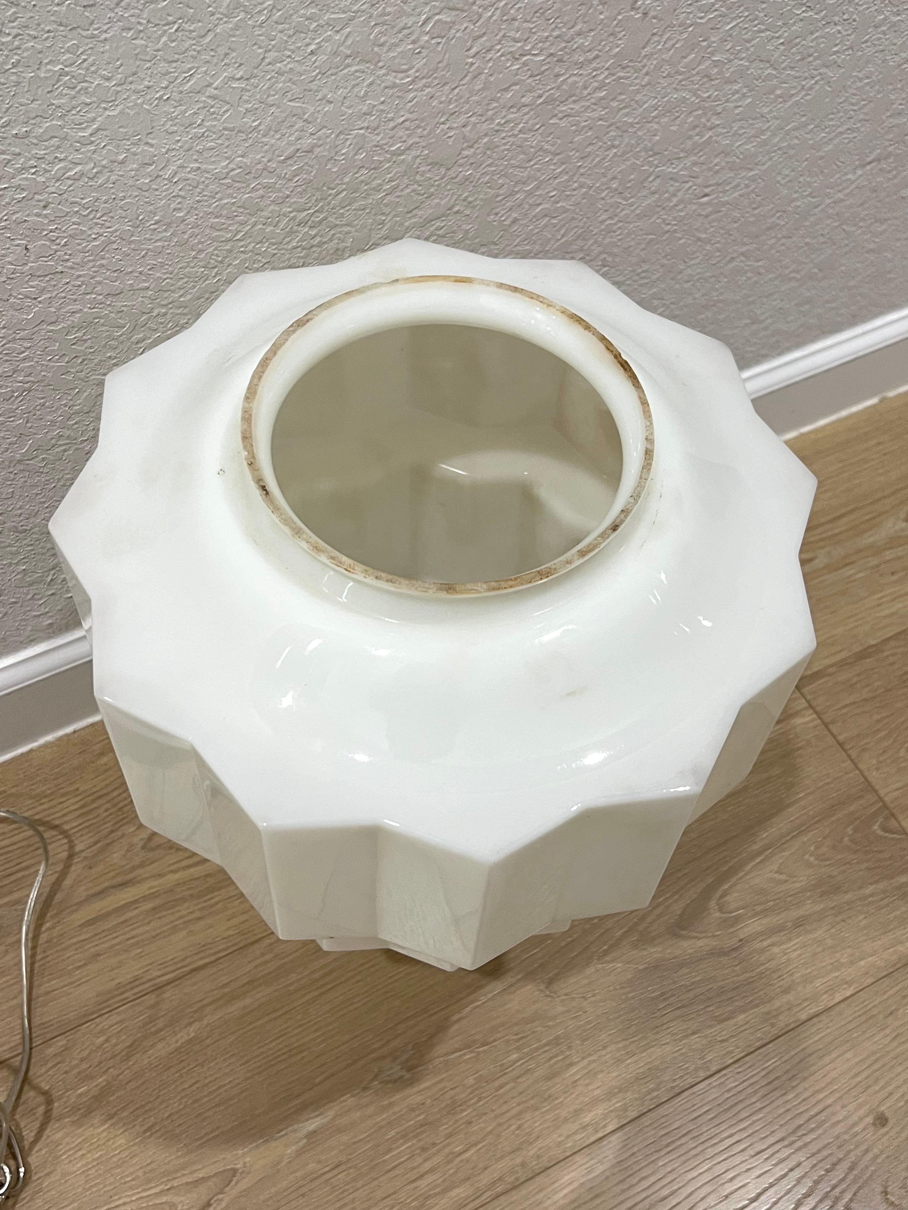 1920s Art Deco Skyscraper Milk Glass Pendant Light 2