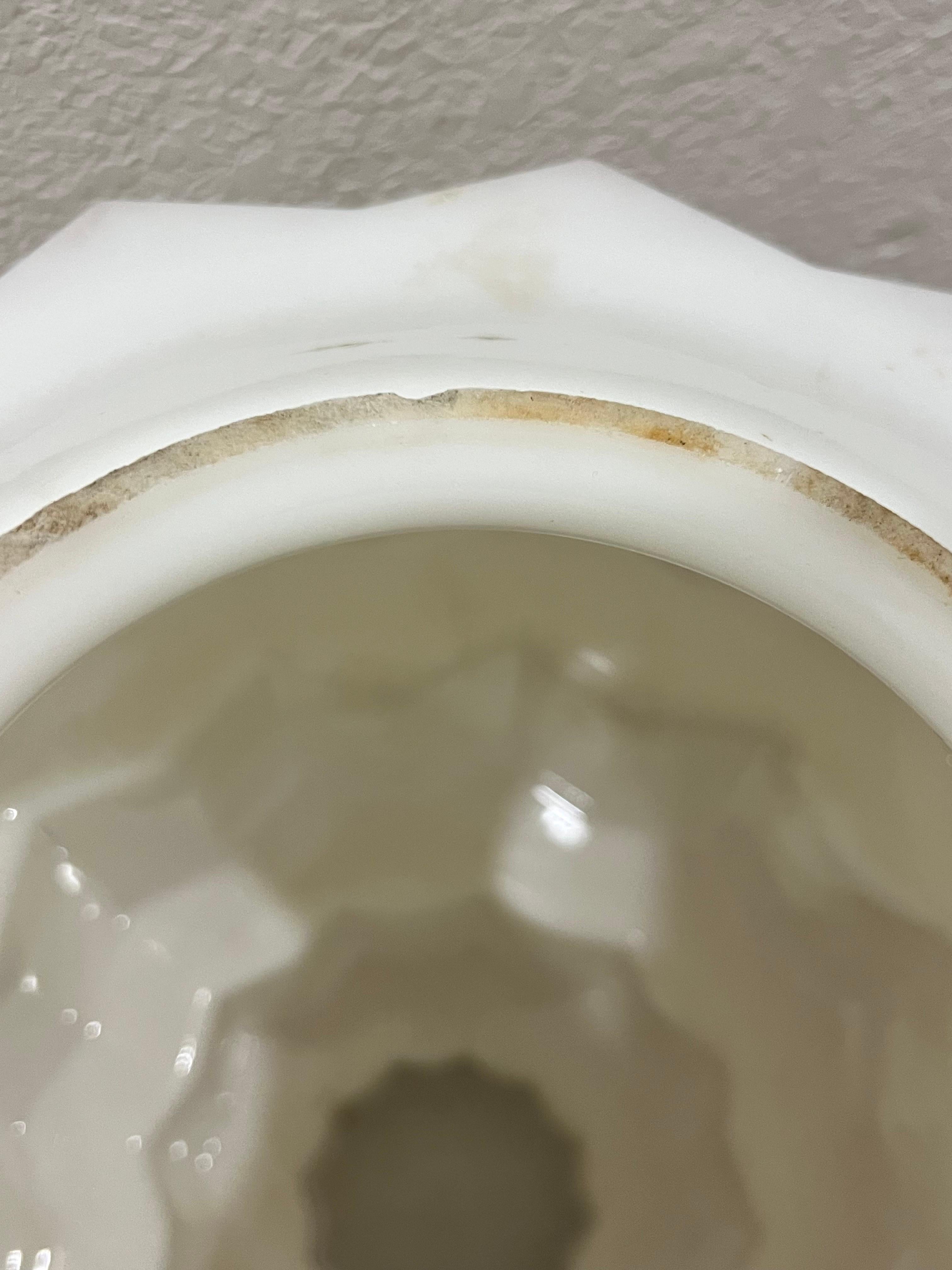 1920s Art Deco Skyscraper Milk Glass Pendant Light 3