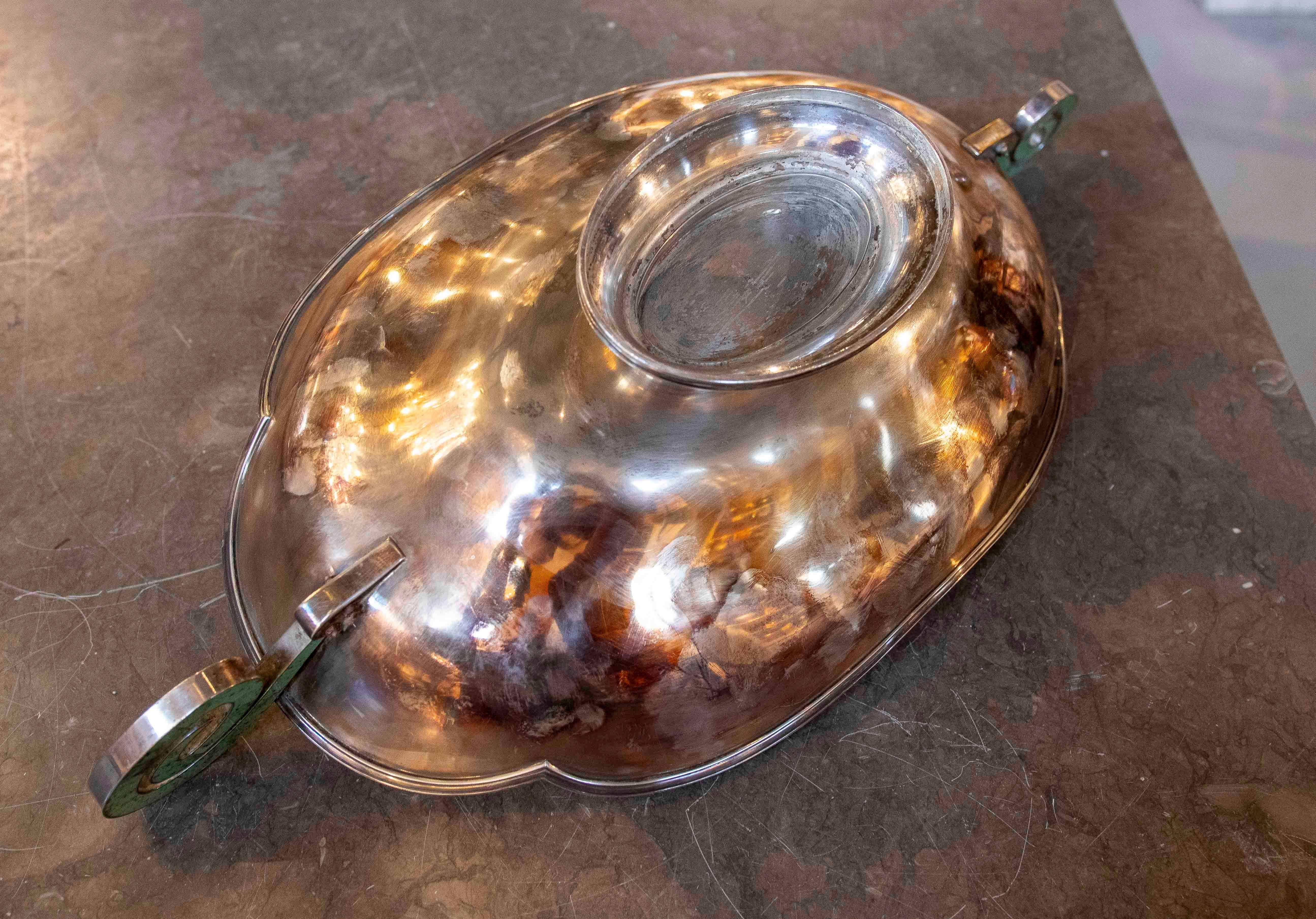 1920s Art Deco style Centerpiece in silver and turquoise For Sale 5