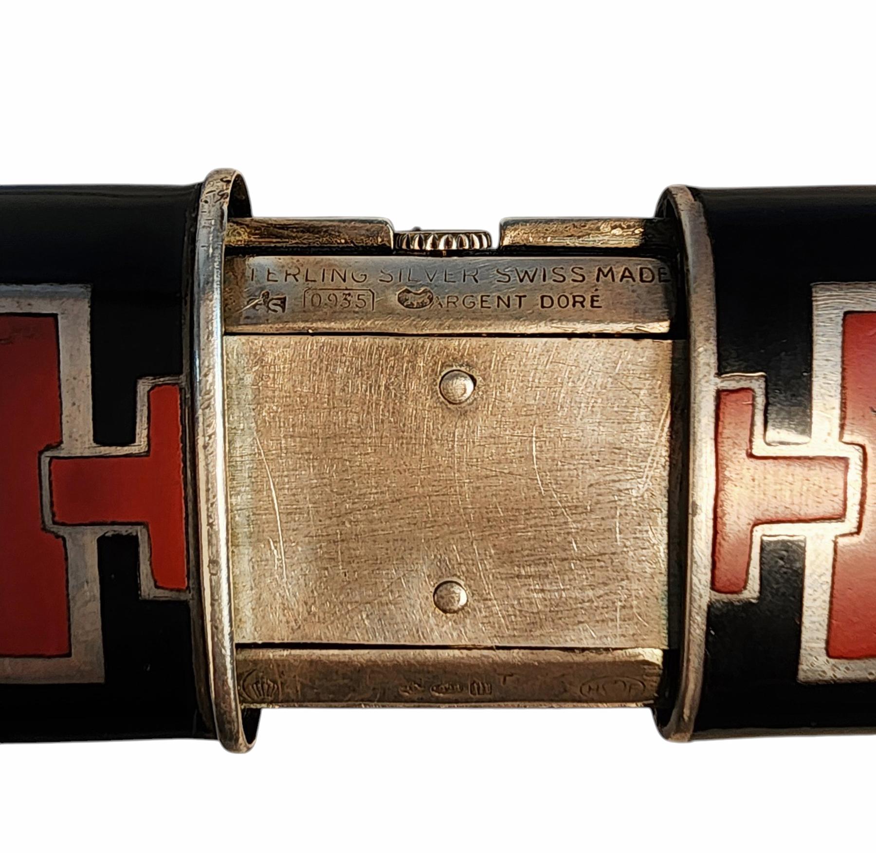 Calco Orologio/cronometro Art Déco svizzero degli anni '20 in argento e smalto Movado Ermeto in vendita