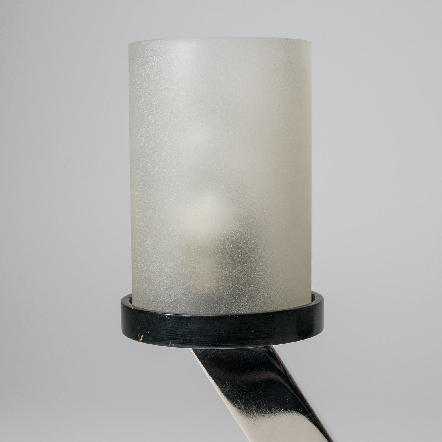 Early 20th Century 1920s Art Deco Table Lamps, Nickel and Glass