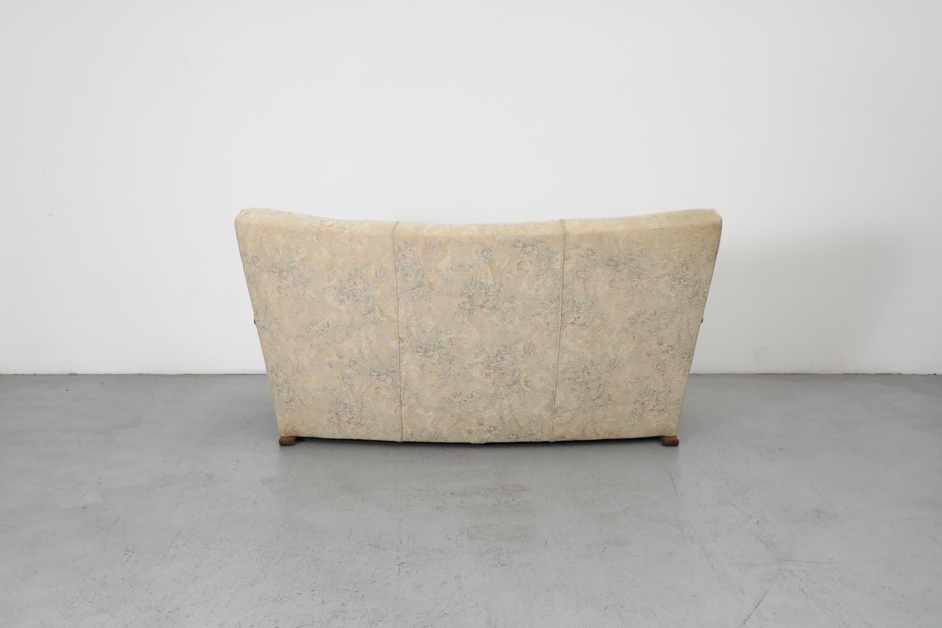 Upholstery 1920s Art Deco Three Seater Sofa with Upholstered Body and Oak Frame For Sale