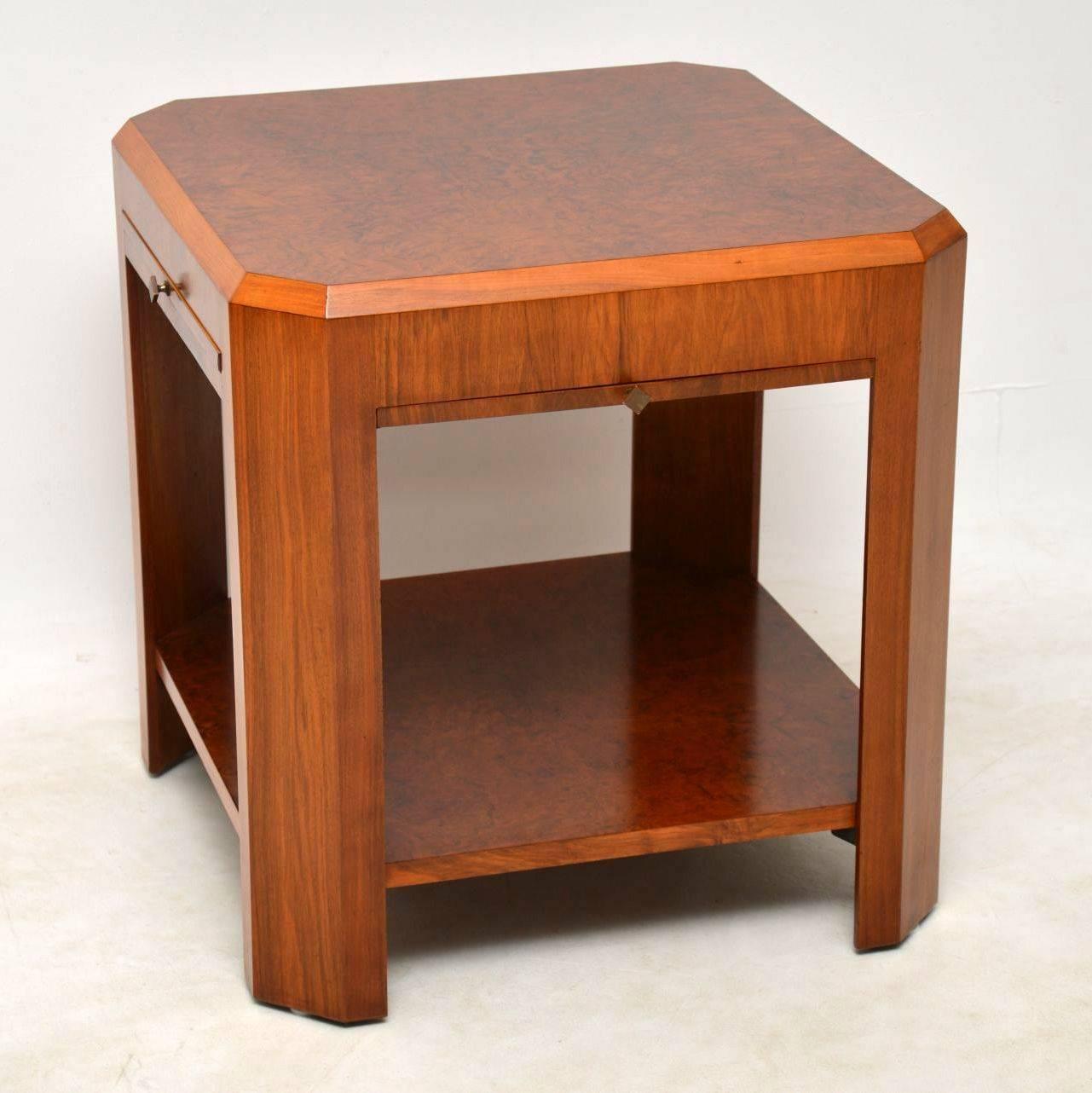 French 1920s Art Deco Vintage Walnut Coffee Table or Side Table