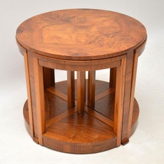 1920s Art Deco Vintage Walnut Nesting Coffee Table